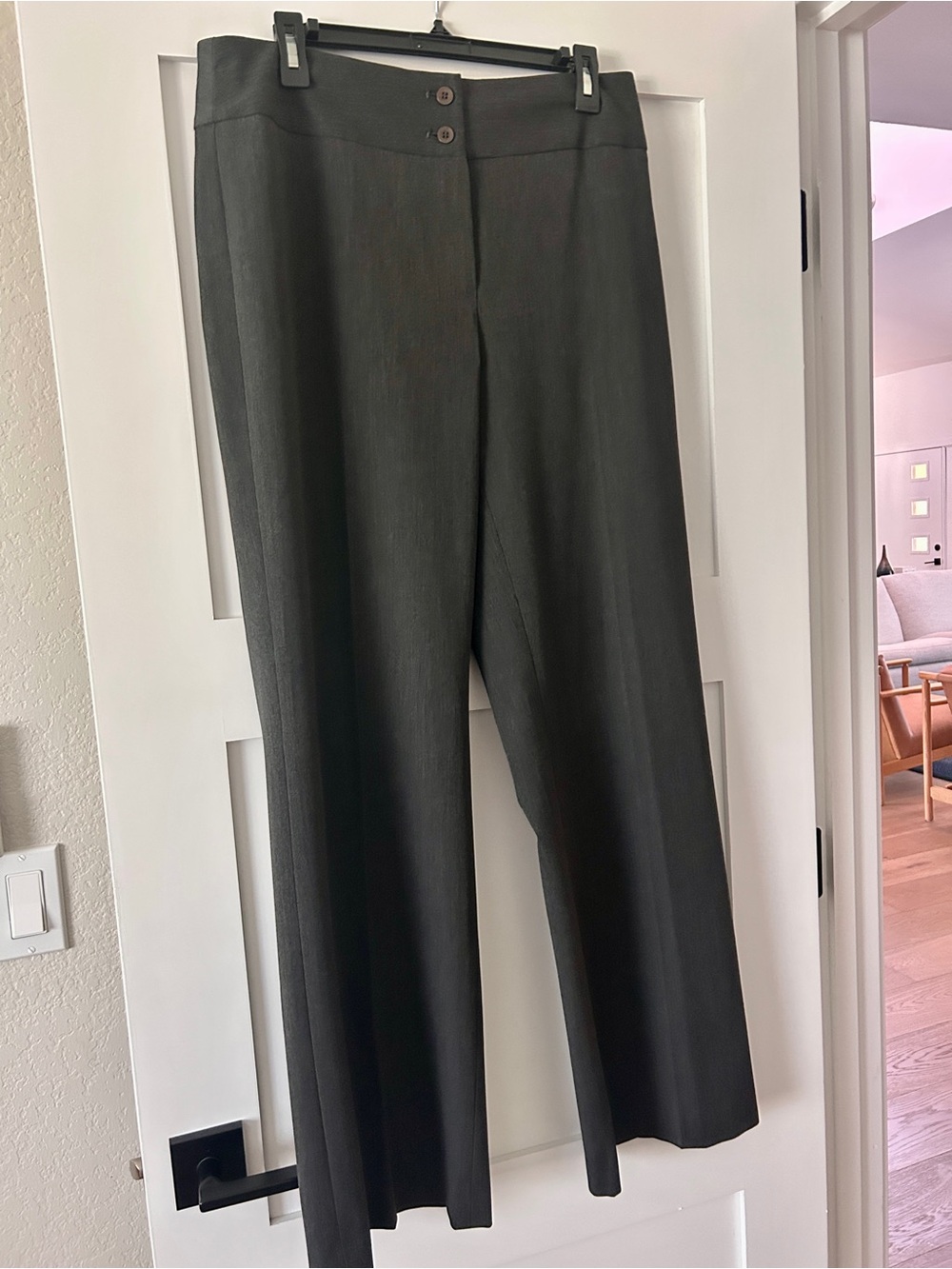 Jones New York Dark Charcoal Wide-Leg Dress Pants